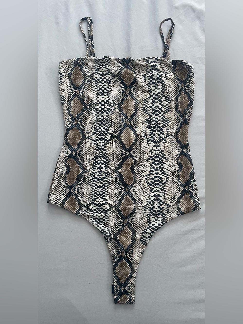 Windsor Snake-Print Bodysuit in Brown, Black & Cream